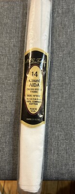 MCG Textiles 14 Count White AIDA Cross Stitch Fabric 15''x 18'' 100% Combed Cotton