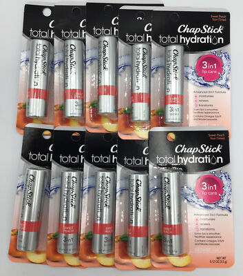 Lot Of 20 ChapStick Total Hydration Sweet Peach Flavored Lip Balm (0.12oz Each)