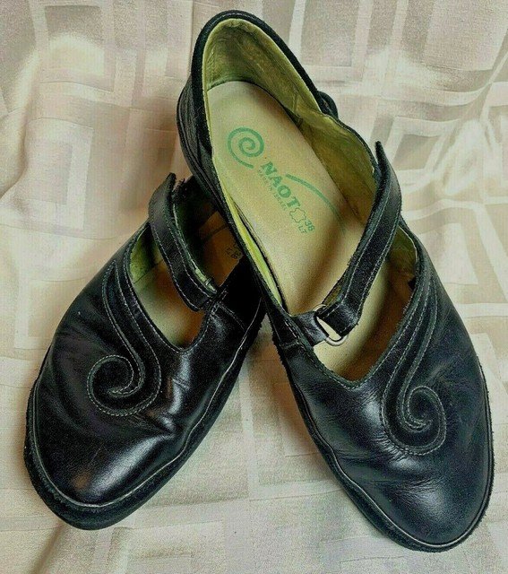 11/42 NAOT Matai Swirl Black Leather Mary Jane Adjustable Strap Shoes | eBay