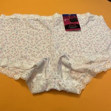 NEW MAIDENFORM WHITE FLORAL BOYSHORT PANTIES W LACE TRIM/ SIZE EX-LARGE /8
