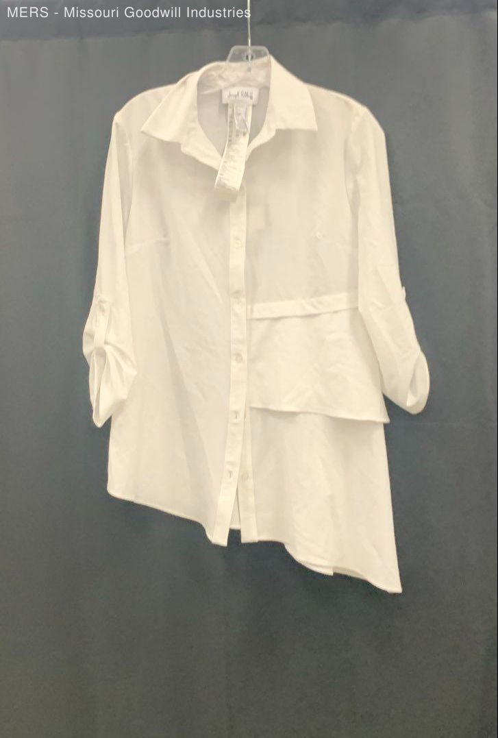 Joseph Ribkoff White Solid Tiered Asymmetric Hem … - image 1