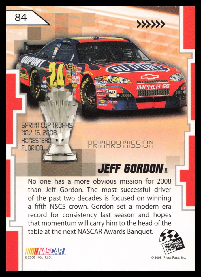 2008 Press Pass Stealth #84 Jeff Gordon - Image 2 of 2