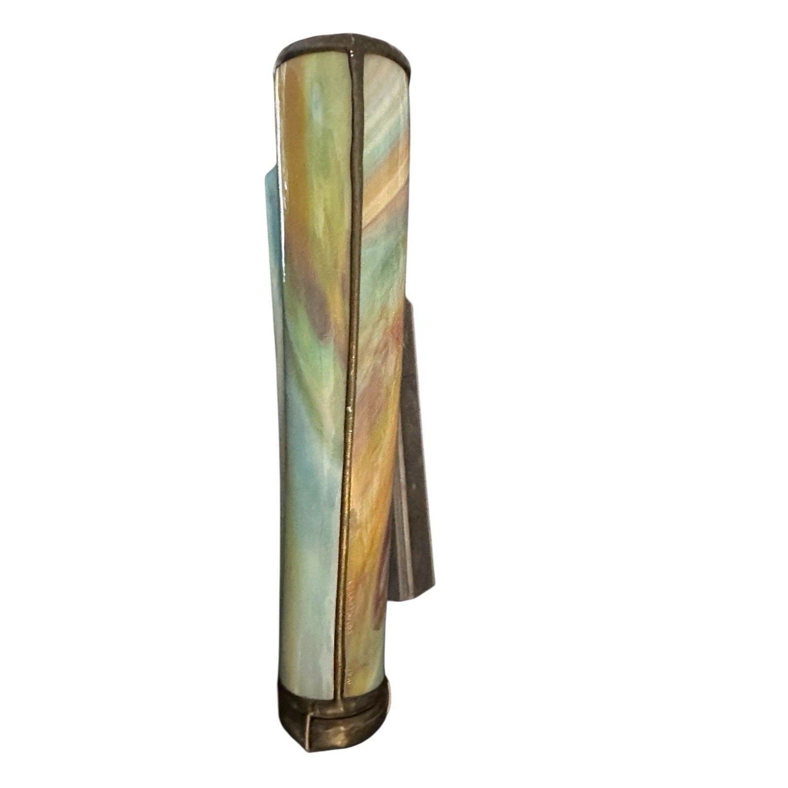 Charles Karadimos Signed Lime Sherbet Slumped Glass Binocular Multi Mirror Scope