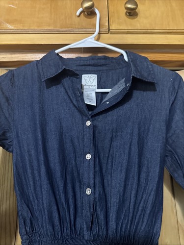 NWT Ella Moss Blue Jean Dress, Long sleeve With Buttons And Ruffles Size 14 - Picture 2 of 9