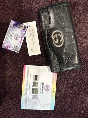 Gucci Black Embossed Guccissima Leather Wallet with  GG Logo