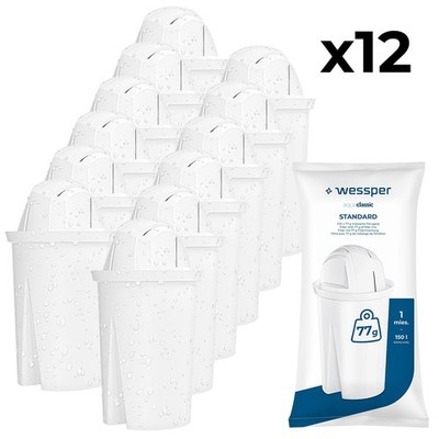 Wessper Classic Wasserfilter Kartuschen Pack 12 (kompatibel mit BRITA Classic)