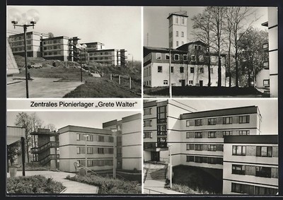 Postcard Sebnitz, central pioneer camp Grete Walter, friendship buildings I and II, 