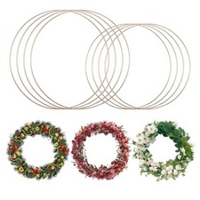 Oqqlin 8 Pcs Metal Floral Wreath Hoops, 10/12 Inch Dream Catcher Macrame Gold