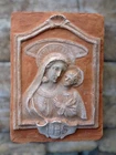 MADONNA TERRACOTTA IHS OVEN PAINTED HANGING WALL cm 35x25 approx BEAUTIFUL!