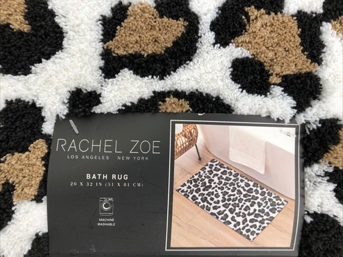 Neu Rachel Zoe Badteppich 20 x 32 cm schwarz hellbraun Gepard Leopard - Bild 2 von 2