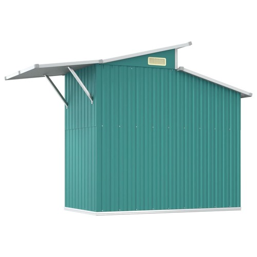 vidaXL Garden Shed Green 270x130x208.5 cm Galvanised Steel - Picture 6 of 7