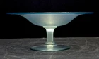 LOVELY! CARDER STEUBEN Antique VERRE DE SOIE w/ BLUE LIP WRAP Compote Candy Dish