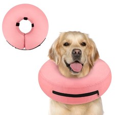 Supet Inflatable Dog Cone Collar Alternative After Surgery Pink Large