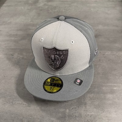 New Era Las Vegas Raiders 59FIFTY Hat 7 3/4 Grey Silver Tri-Tone Fitted Cap NFL