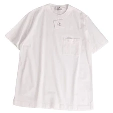 Hermes T-shirt Top Short Sleeve Moss Stitch Cotton Men M White Used MOLO-0
