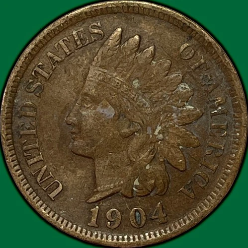 1904 Indian Head Cent Extremely Fine XF Coin, Corrosion #35375