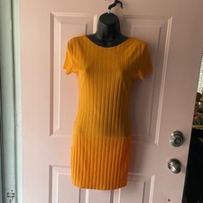 Pretty Little Thing-Orange Frill Edge Scoop Back Short Sleeve Bodycon Dress-SZ 6