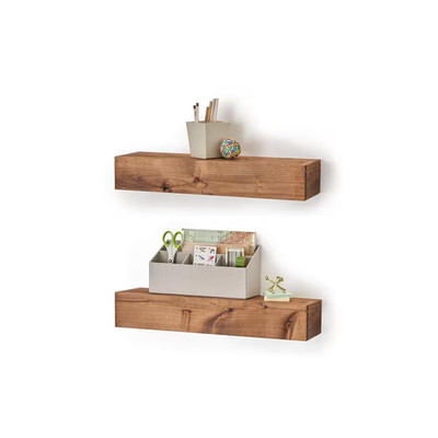 6.25 In. X 24 In. X 4 In. Walnut Solid Wood Floating Decorative Wall-Shelf with 