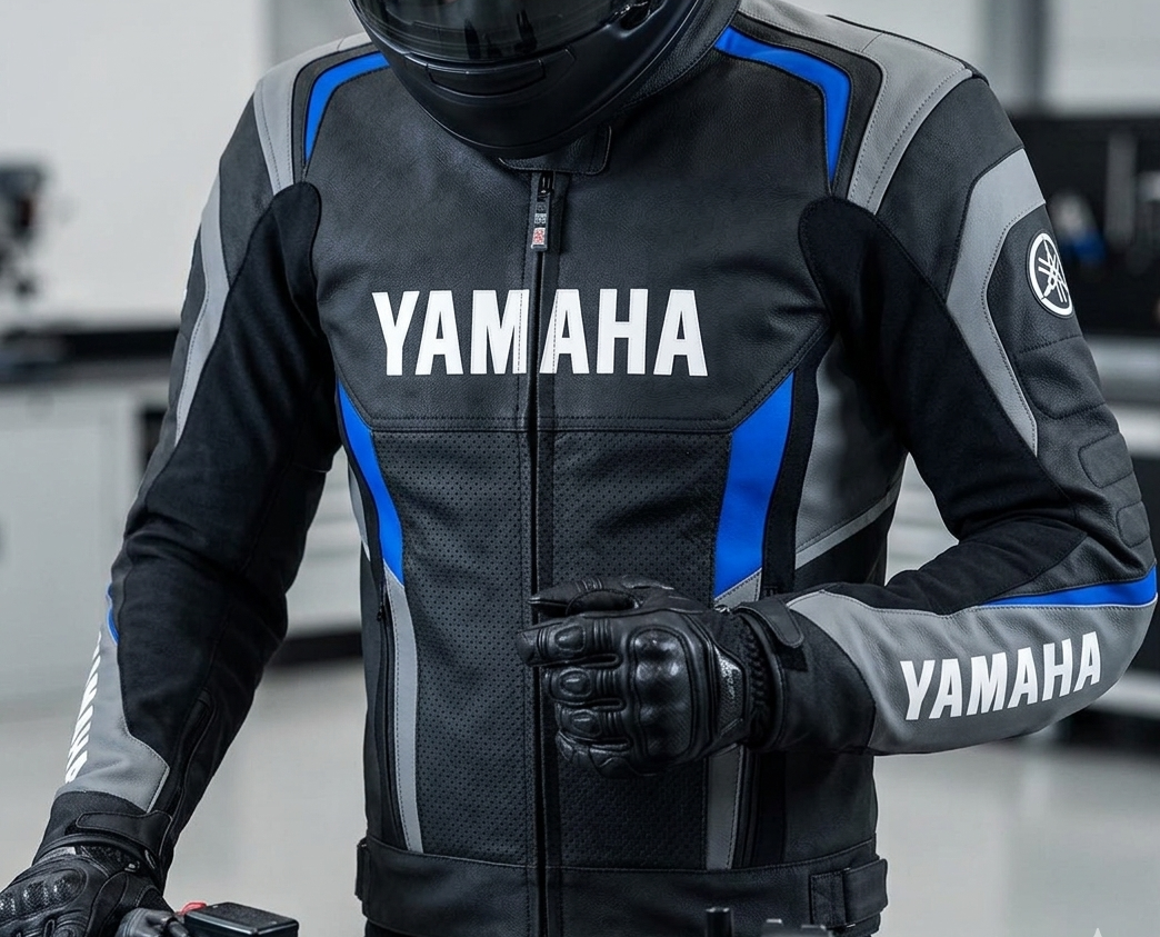 新品 TEAM YAMAHA ナイロンジャケット バイク ライダース ブルゾン YAMAHA BLACK NEW MOTORBIKE LEATHER RACING JACKET Yamaha Motorcycle