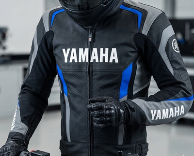 YAMAHA バイク　ジャケット　黒　L YAMAHA BLACK NEW MOTORBIKE LEATHER RACING JACKET Yamaha Motorcycle