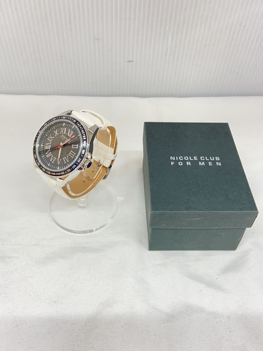 NICOLE CLUB FOR MEN Quartz Analog Leather Watch Black/White | eBay