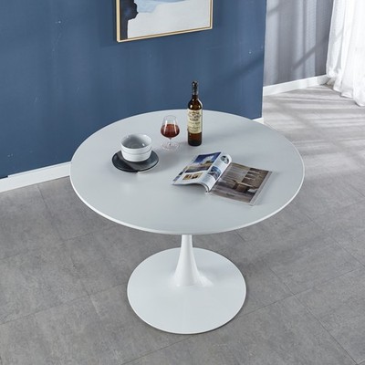 42.1''white COLOR TOP Tulip Table Mid-century Dining Table for 4-6 people With Ro