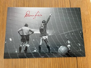 Denis Law Signed Manchester United Photo Man Utd Autograph COA