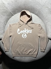 Cookies Hoodie Mens Large Tan Pullover Fleece Sweatshirt Graphic Logo Streetwear