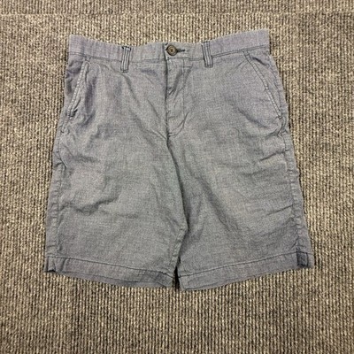 Marc Anthony Mens 32 Slim Fit Stretch Waist Shorts Blue Micro Pattern Flat Front