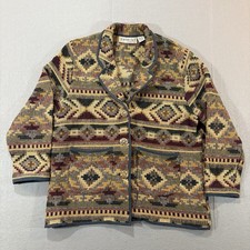 Vintage Western Tapestry Blazer Jacket Womens XLP Hand Woven Aztec Ranch Boho