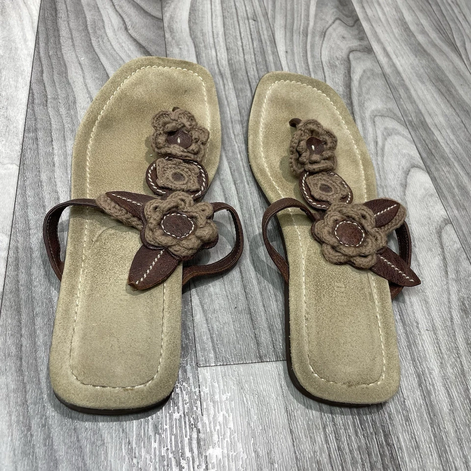 Sandalias vintage con apliques florales Miu Miu para mujer EU 39 / US 9 marrón toboganes Italia Foto 3 de 4