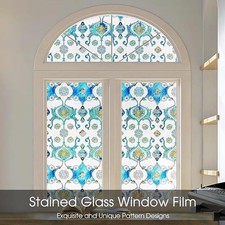 Privacy Film Static Cling Stained Glass Window Film Decorative Sun Blocking Heat