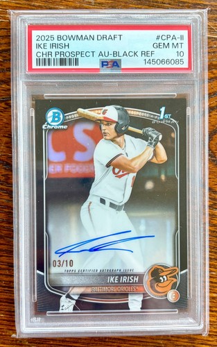 2025 Bowman Draft Chrome Ike Irish TRUE BLACK Refractor Auto /10 PSA 10