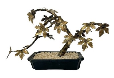 Rare Bovano Maple Bonsai Tree Perry Marshall Signed Bronze Gilt