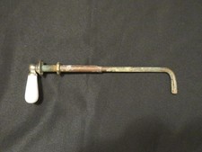 Victorian Toilet Tank Lever, Porcelain Handle, Brass Pull
