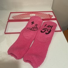 HAPPYPOP 60th Birthday Gifts Ideas 60 Year Old Gift Pink Socks Novelty Women