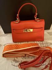 Orange Small Pebbled Mini Top Handle Satchel ...