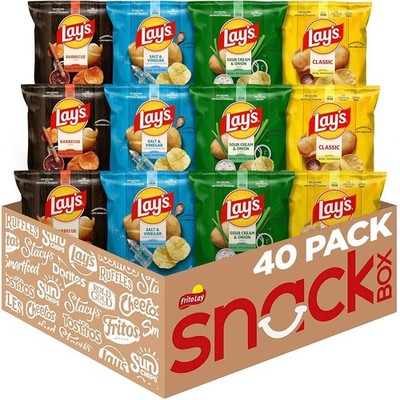 Lay's Potato Chips Variety Pack 4 Flavors 1 oz Single Serve Bags 40 Count