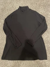 Ava & Viv Size 1X 18 Black Mock Turtleneck Long Sleeve Layering Silky Soft