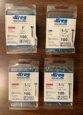 Assorted Kreg Pocket Hole Screws - 1 ,  1  1/4'' , 1  1/2'' - 400 Total. New