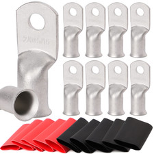 10Pcs 2/0 Awg-5/16 Ring Marine Grade Copper Wire Lugs,With 3:1 Heat Shrink