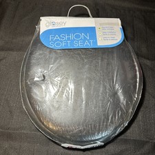 Ginsey Round Closed Front Soft Toilet Seat In Black Cushion Vinyl New Old stock