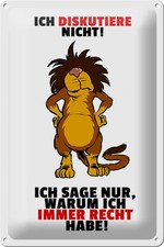 mrdeco Metall Schild 20x30cm  Ich diskutiere nicht habe Recht Deko Blechschild