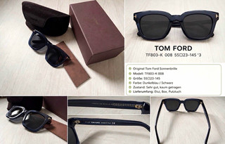 Tom Ford Damen Sonnenbrille TF803 K 008 Dunkelblau/Grau quadratisch 55 23 145