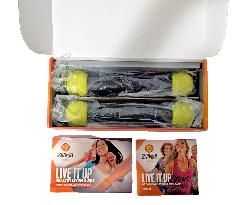 Zumba Gold Live It Up 3 DVD 套装带健身有氧调理棒 - 二手 — 第 3/4 张图片