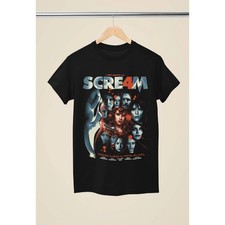 Scream 4 Ghostface Shattered Cast Movie Poster Graphic Black T-Shirt -FREESHIPS
