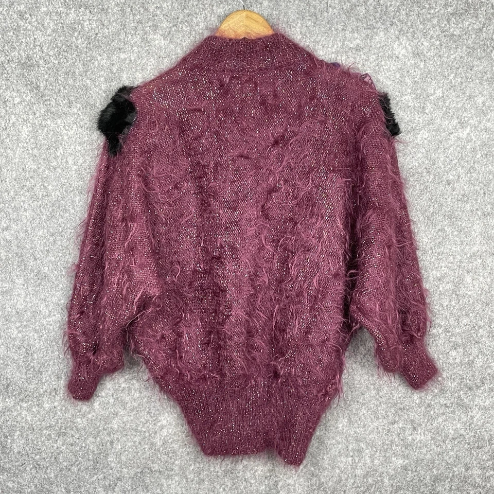 Suéter cárdigan 3D mohair vintage para mujer talla S/M textiles mixtos arte para usar Foto 4 de 4