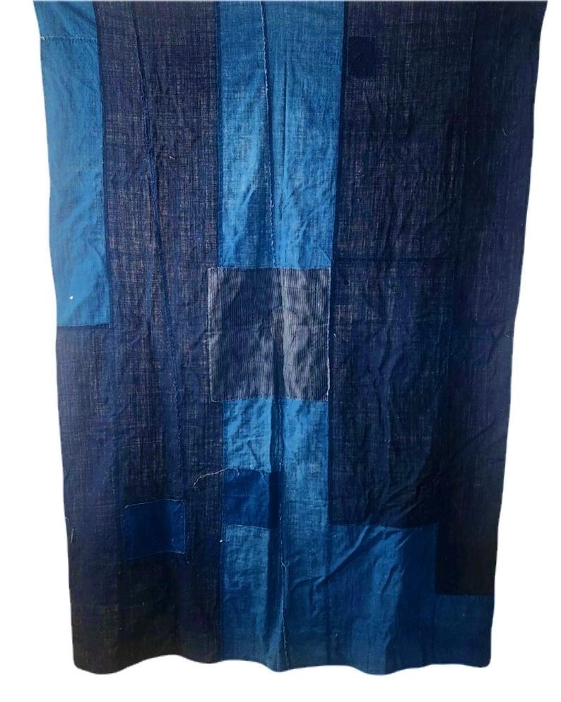 インドインディゴ　ビンテージ布 Japanese vintage big boro fabric, Indigo cotton indigo solid