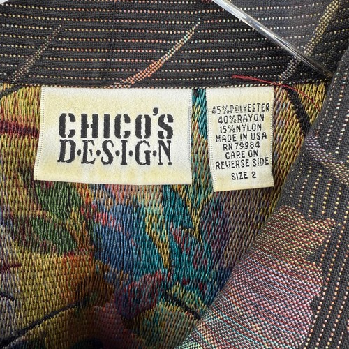Chico's Design Woven Jacquard Floral Button Front Blazer Jacket Size Large 12 - Picture 7 of 7