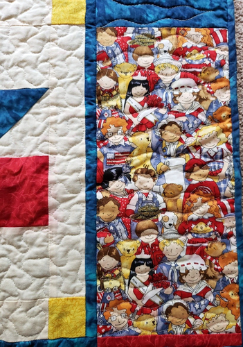 "Young Americans"" rot weiß blau Stern handgefertigt Patchwork Lap Wanddecke" - Bild 3 von 15